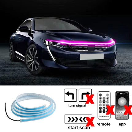 2022 Newest LED Car Hood Light Daytime Running Lights Auto Remote App RGB Flowing Turn Signal Guide Thin Strip Lamp Styling 12V