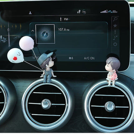 Car Accessories Cute Cartoon Couples Action Figure Figurines Balloon Ornament Auto Interior Dashboard for Girls Gifts