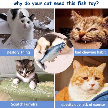 USB Charging Simulation Fish Tease Cat Pet Chewing Toy