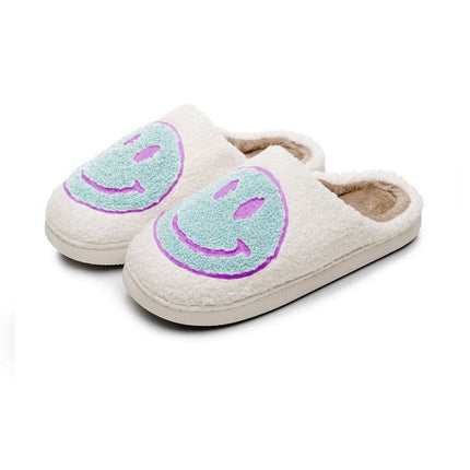 SALE House Smiley Face Slipper Women Kawaii Cartoon Plush Winter Warm Contton Indoor Funny Cute Fuzzy Floor Home Shoes Female