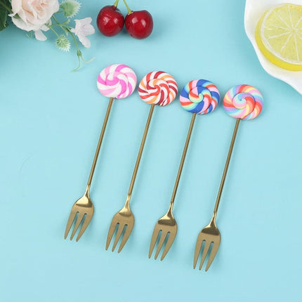 4pcs Stainless Steel Donuts Candy Spoon Forks Kitchen Tableware Milk Coffee Stirring Spoons Dessert Cake Tools Cutlery Spoon Set