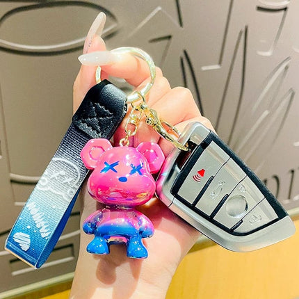 Acrylic Cartoon Graffiti Bear Key Chain Creative Doll Women Bag Pendant Jewelry Cute Mobile Phone Car Keychain Xmas Birth Gift