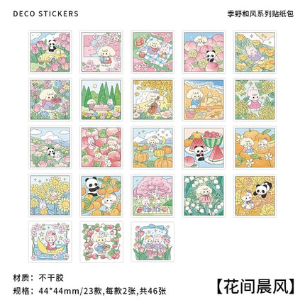 46 pcs Kawaii Cartoon Stickers aesthetic Stick Labels Adhesive Diy Diary Album Stationery Scrapbooking Collage material