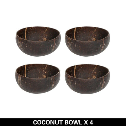 Natural Coconut Bowl Wooden Handmade Coconut Bowls for Eating Tableware with Spoon Dessert Fruit Salad Mixing Rice 12-15cm