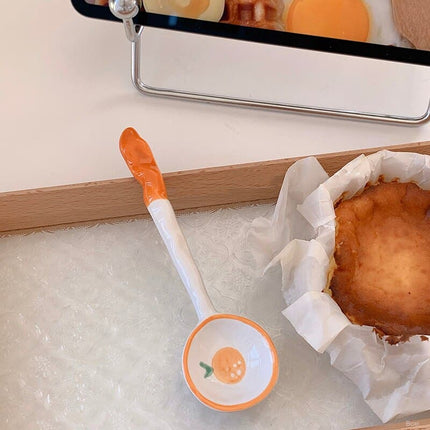 Cute Strawberry Spoon Cute Bear Ice Cream Dessert Soup Ceramic Korean Spoon with Long Handle Kitchen Tableware Accessories