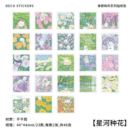 46 pcs Kawaii Cartoon Stickers aesthetic Stick Labels Adhesive Diy Diary Album Stationery Scrapbooking Collage material