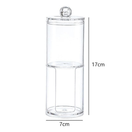 Bamboo Makeup Cotton Swabs Transparent Box Organizer Cosmetics Cotton Pads Holder Plastic Qtip container Bathroom organizer