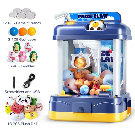 Kids Claw Machine Mini Arcade Grab Doll Gashapon Toy Withs Music Light Cartoon Clamp Machine Game For 3 Years Children Gifts
