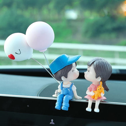 Car Accessories Cute Cartoon Couples Action Figure Figurines Balloon Ornament Auto Interior Dashboard for Girls Gifts