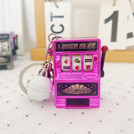1pc Lucky Jackpot Mini Fruit Slot Machine Fun Birthday Keychain Gift Kids Educational Toy Coin Operated Games Gambling Machine