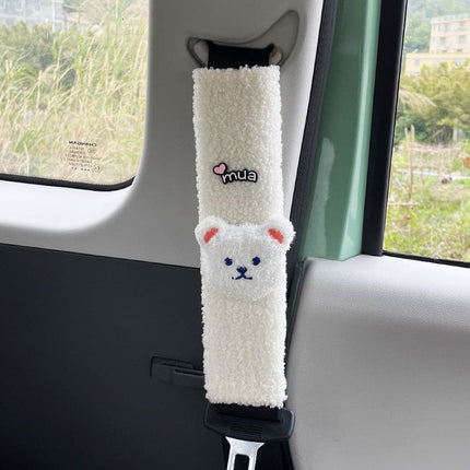 Cartoon Automobile Safety Belt Cover Children Shoulder Protector Lovely Bear Plush Anti-neck Universal Car Interior Decoration
