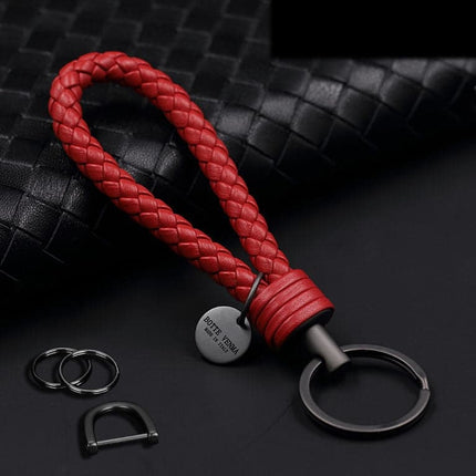 Leather car key chain Men's high quality key chain pendant cowhide hand woven women's creative gift decorative key chain lanyard