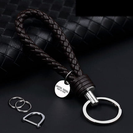 Leather car key chain Men's high quality key chain pendant cowhide hand woven women's creative gift decorative key chain lanyard
