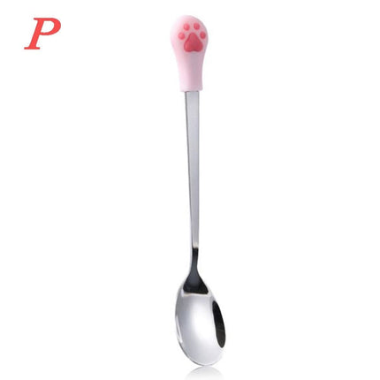Cute Cartoon Cat Claw Spoon Stainless Steel Coffee Tea Spoon Fruit Dessert Candy Spoon Drink Stirring Spoon Baby Kids Tableware