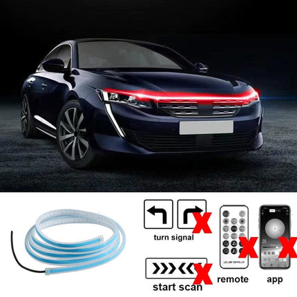 2022 Newest LED Car Hood Light Daytime Running Lights Auto Remote App RGB Flowing Turn Signal Guide Thin Strip Lamp Styling 12V