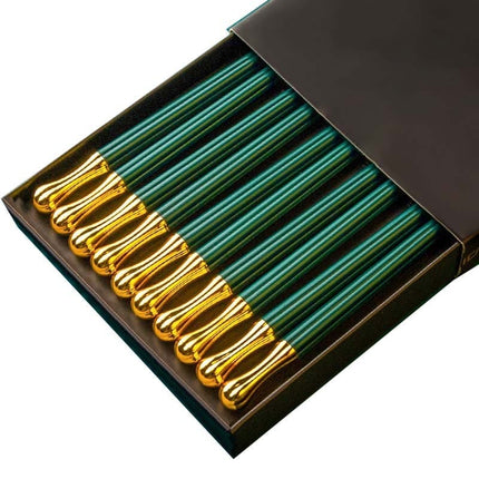 JANKNG 5 Pair Japanese Chopsticks Alloy Non-Slip Sushi Chop Sticks Set Chinese Gift Reusable Chopsticks Tableware Gift Kitchen