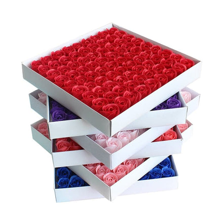 81Pcs Artificial Soap Flower Rose Flower Head Decor Flower Box Essential Wedding Bouquet Valentine'S DayGift Holding Flower Gift