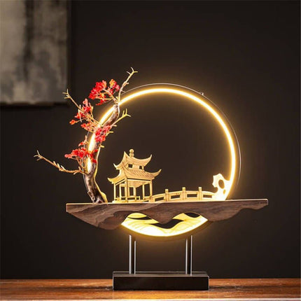 Led Light Backflow Incense Burner USB Light Circle Simulation Tree Ceramic Lotus Buddha Beads Home Office Decoration Furnishing