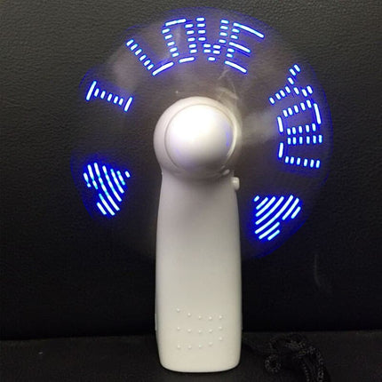 Mini Night Light Handheld Fan Led Lights Mini Flexible LED Cooler Desktop Cooling Gift Fan Characters Messages Word "I Love You"