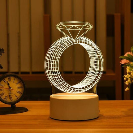Romantic Love 3D Acrylic Led Lamp for Home Children's Night Light Table Lamp Birthday Party Decor Valentine's Day Bedside Lamp