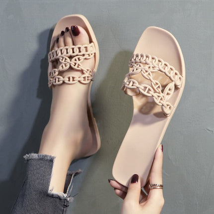 Women's Fashion Slippers 2023 Summer New Fashion Hollow Breathable PVC Non slip Rubber Sole Casual Walking One Word Home Outwear