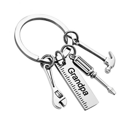 Fashion Dad Letters Keychains Creative Hammer Screwdriver Wrench Keyring Handbag Decor Tassel Hanging Pendant Father's Day Gifts