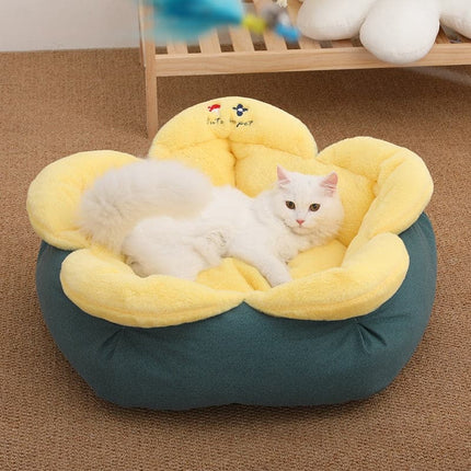 Pet Cushion with Flower Pattern, Soft Bed for Cats and Dogs Cat Bed Pet Kennel Winter Warm Cat House