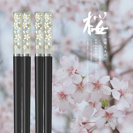 New 1 Pairs Amber Sakura Chopsticks Cherry Blossom Petals Pattern  Non-slip Sushi Stick Chopsticks Eco-Friendly Food Chopsticks