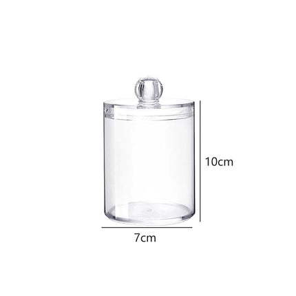 Bamboo Makeup Cotton Swabs Transparent Box Organizer Cosmetics Cotton Pads Holder Plastic Qtip container Bathroom organizer
