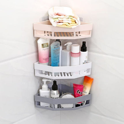 Bathroom Corner Shelf Without Drilling Organizer Toilet Shampoo Gel Storage Basket Decoration Shower Rack Holder Accessories