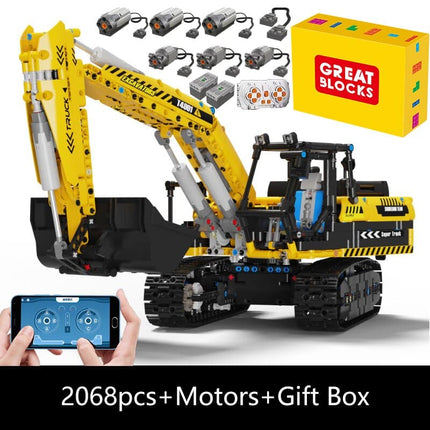 Technical Car Excavator APP Remote Control Moter Power T4001 Bricks Building Blocks Engineering Truck Toys Kids Moc Sets Gift