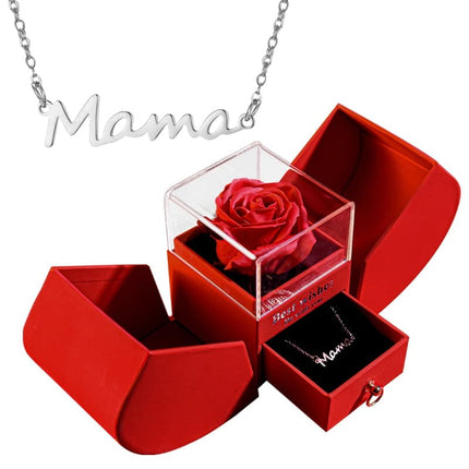 Gift for Women Eternal Rose Gift Box /w Heart Necklace I Love You To The Moon and Back Flower Jewelry Box for Wedding Birthday