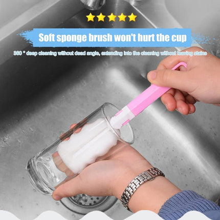 Detachable Water Bottle Brush Cup Mug Glass Washing Sponge Cleaning Brush Cleaner Durable With Handle Kitchen Cleaning Utensils
