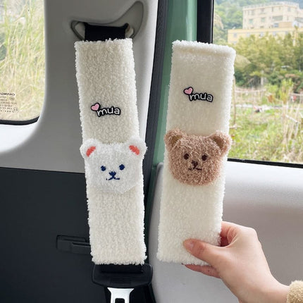 Cartoon Automobile Safety Belt Cover Children Shoulder Protector Lovely Bear Plush Anti-neck Universal Car Interior Decoration