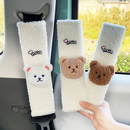 Cartoon Automobile Safety Belt Cover Children Shoulder Protector Lovely Bear Plush Anti-neck Universal Car Interior Decoration