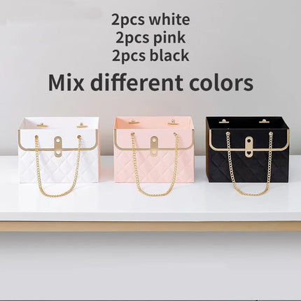4Pcs Portable Flower Box Rose Packaging Box Wedding Valentine's Day Birthday Party Gift Rose Paper Bag Gift Candy Cake Shop