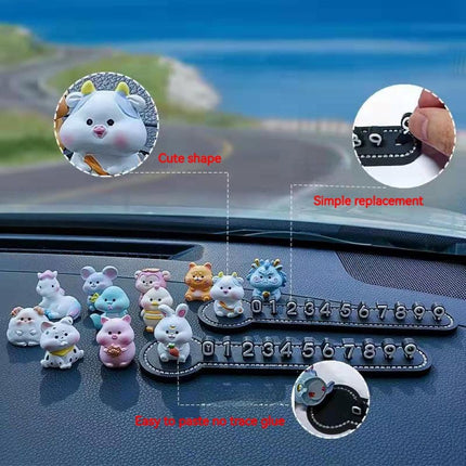 Car Temporary Parking Card Car Phone Number plate Car decoration Cartoon animal car interior Portable  telephone number plate