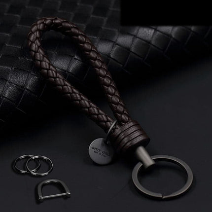 Leather car key chain Men's high quality key chain pendant cowhide hand woven women's creative gift decorative key chain lanyard
