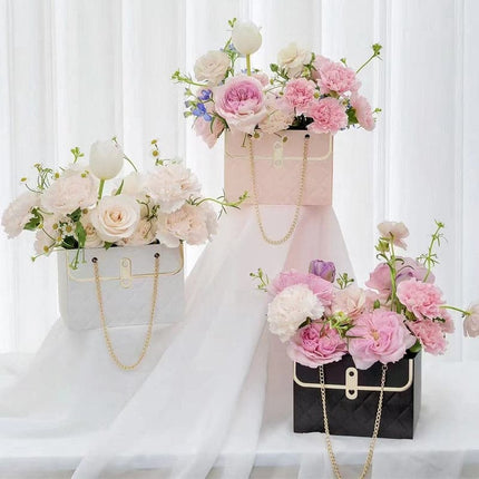 4Pcs Portable Flower Box Rose Packaging Box Wedding Valentine's Day Birthday Party Gift Rose Paper Bag Gift Candy Cake Shop