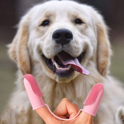 Dog Toothbrush 2-Finger Small Finger Brushes with Soft Bristles Pet Dental Care