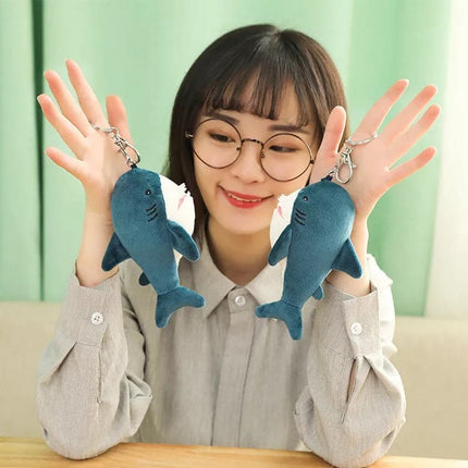 Ins 15cm Giant Shark Plush Stuffed Toy Soft Animal Key Chain for Christmas Gifts Cushion Doll Gift For Kids