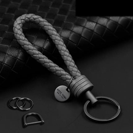 Leather car key chain Men's high quality key chain pendant cowhide hand woven women's creative gift decorative key chain lanyard