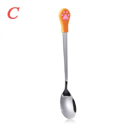 Cute Cartoon Cat Claw Spoon Stainless Steel Coffee Tea Spoon Fruit Dessert Candy Spoon Drink Stirring Spoon Baby Kids Tableware