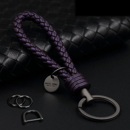 Leather car key chain Men's high quality key chain pendant cowhide hand woven women's creative gift decorative key chain lanyard