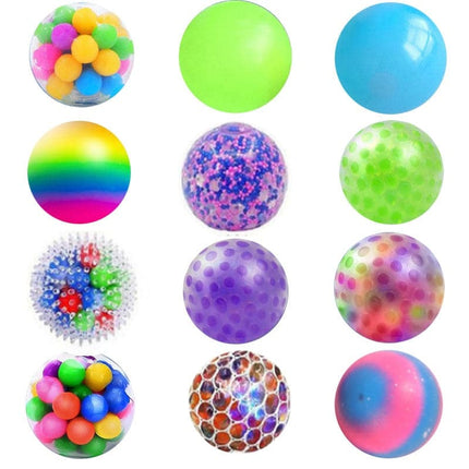 Glitter Foam Led Colored Bead Grape Vent Ball Antistress Stress Relief Fidget Toy Squishy Stressball Ball with Balls Inside