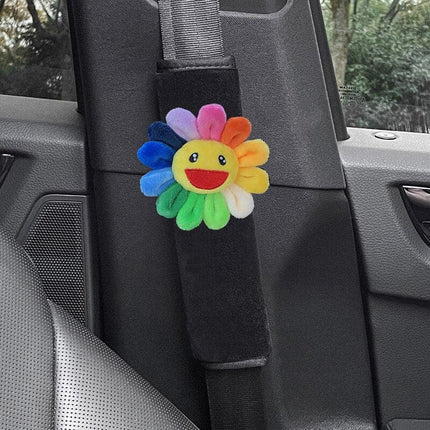 1pc Styling Soft Plush Flowers Car Seat Belt Cover Shoulder Strap Harness Cushion  Artificial Lamb Auto Seatbelt Shoulder Pad
