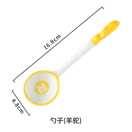 Cute Strawberry Spoon Cute Bear Ice Cream Dessert Soup Ceramic Korean Spoon with Long Handle Kitchen Tableware Accessories