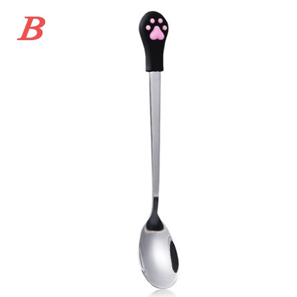Cute Cartoon Cat Claw Spoon Stainless Steel Coffee Tea Spoon Fruit Dessert Candy Spoon Drink Stirring Spoon Baby Kids Tableware