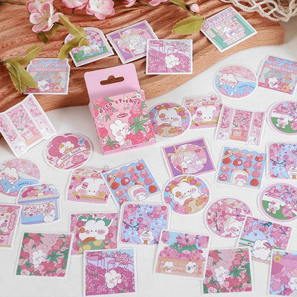 46 pcs Kawaii Cartoon Stickers aesthetic Stick Labels Adhesive Diy Diary Album Stationery Scrapbooking Collage material