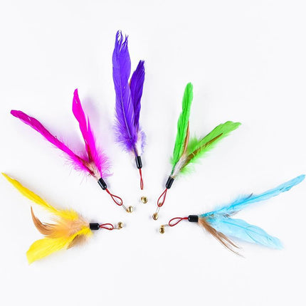 Interactive Cat Toy Funny Simulation Feather Bird with Bell Cat Stick Toy for Kitten Playing Teaser Wand Toy Cat Supplies